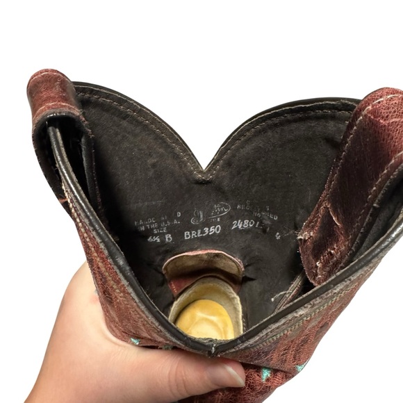 Justin Women's Bent Rail Cowgirl Boots Western Leather Suede Red Blue Size 6.5 B - Picture 6 of 7